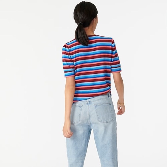 J. Crew Super Cozy Puff Sleeve Top In Stripe - Picture 4 of 6
